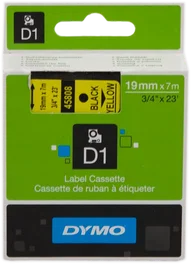 DYMO Cinta D1 Negro sobre Amarillo 19 mm x 7 m