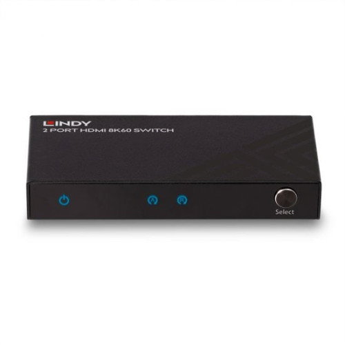LINDY 38337 Selector/Conmutador HDMI 2.1 3 Puertos, 8K 60Hz, 48 Gbit/s, Negro, con Cable USB de Alimentación