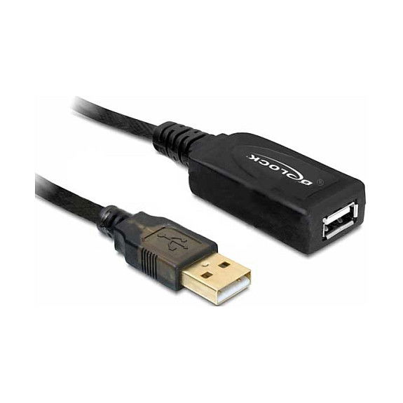 DeLOCK Repetidor USB 2.0 de 15 metros, Cable de Extensión Macho a Hembra, Color Negro DeLOCK Repetidor USB 2.0 de 15 metros, Cable de Extensión Macho a Hembra, Color Negro