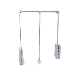Emuca Colgador abatible para armario Hang, ancho regulable 450-600mm, Acero y Plástico, Cromado