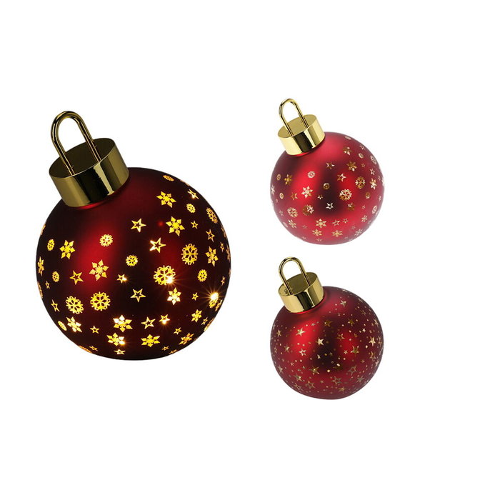 Basics Bola de navidad LED roja mate, blanco cálido, modelos variados Ø15 cm Basics Bola de navidad LED roja mate, blanco cálido, modelos variados Ø15 cm