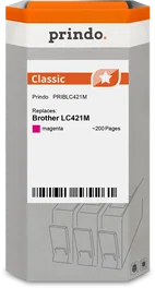 Prindo Classic Cartucho de tinta magenta compatible con Brother LC421M