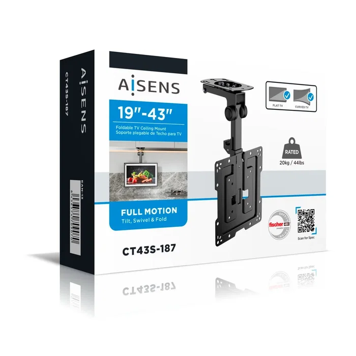 Aisens Soporte de Techo Giratorio y Plegable CT43S-187 para TV de 19-43 pulgadas