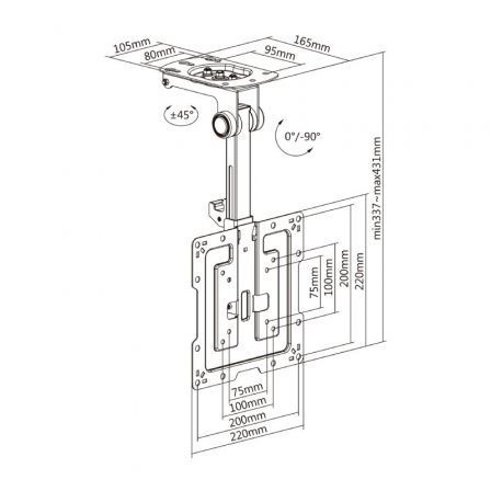 Aisens Soporte de Techo Giratorio y Plegable CT43S-187 para TV de 19 a 43 Pulgadas, hasta 20 kg Aisens Soporte de Techo Giratorio y Plegable CT43S-187 para TV de 19 a 43 Pulgadas, hasta 20 kg