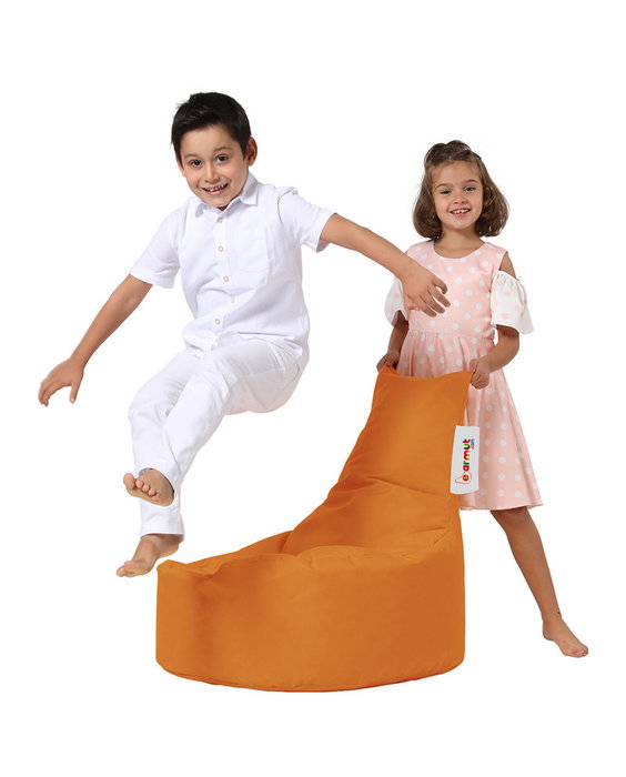 Atelier Del Sofa Saco de Judas para Jardín Puf Naranja Cómodo y Duradero Espuma de Poliestireno Reciclado Impermeable para Exterior Asiento Relax Máx. 200kg