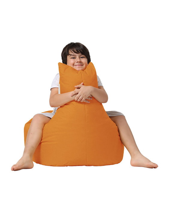 Atelier Del Sofa Saco de Judas para Jardín Puf Naranja Cómodo y Duradero Espuma de Poliestireno Reciclado Impermeable para Exterior Asiento Relax Máx. 200kg