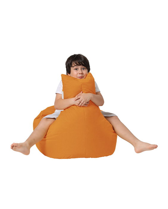 Atelier Del Sofa Saco de Judas para Jardín Puf Naranja Cómodo y Duradero Espuma de Poliestireno Reciclado Impermeable para Exterior Asiento Relax Máx. 200kg