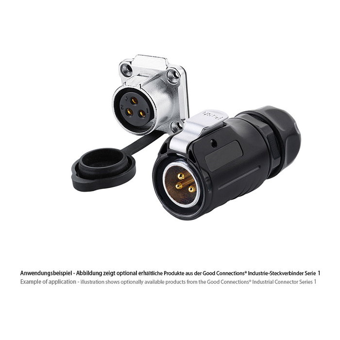 GoodConnections S1 - Power 3-Pin M20 Industrie-Kupplung, Conector Industrial Macho 3 Polos con Rosca M20