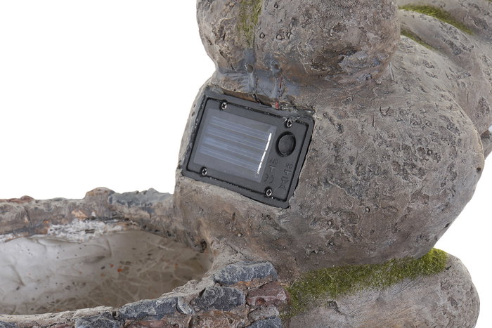 DKD Home Decor Luz Solar para Terraza y Jardín Macetero Cocodrilo Gris Resina LED (2 Unidades) 21 x 27 x 45 cm