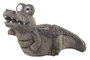 DKD Home Decor Luz Solar para Terraza y Jardín Macetero Cocodrilo Gris Resina LED (2 Unidades) 21 x 27 x 45 cm