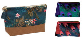 DKD Home Decor Surtido de 2 Neceseres Poliéster Colección Peacock Verde y Lila