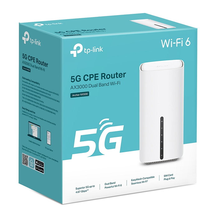 TP-Link Archer NX500 Router 5G AX3000 WiFi 6 Doble Banda Gigabit Escritorio Blanco