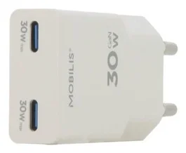Mobilis 020026 Cargador Universal de Carga Rápida con 2 Puertos USB Tipo C Blanco