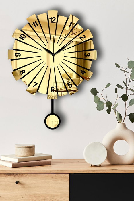 Wallity Vlnt111Al Reloj de Pared Decorativo MDF/Acrílico Dorado 39 cm