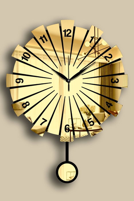 Wallity Vlnt111Al Reloj de Pared Decorativo MDF/Acrílico Dorado 39 cm