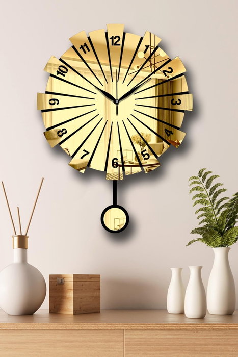 Wallity Vlnt111Al Reloj de Pared Decorativo MDF/Acrílico Dorado 39 cm