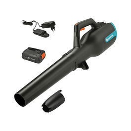 GARDENA PowerJet P4A - Soplador a Batería 18V (PowerJet 18V P4A), Negro/Azul/Naranja, Kit Ready-To-Use con Batería de Ión-Litio