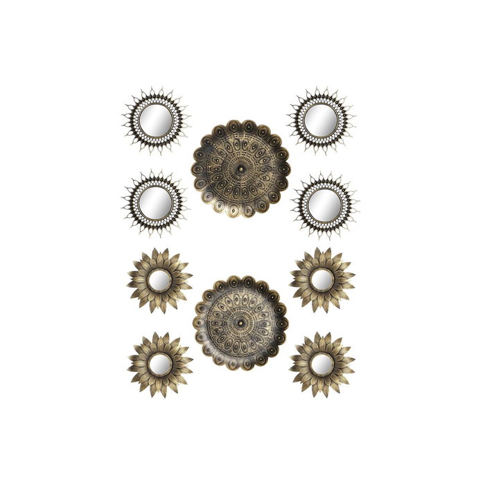 DKD Home Decor Set de 5 Espejos Decorativos Envejecidos Dorado