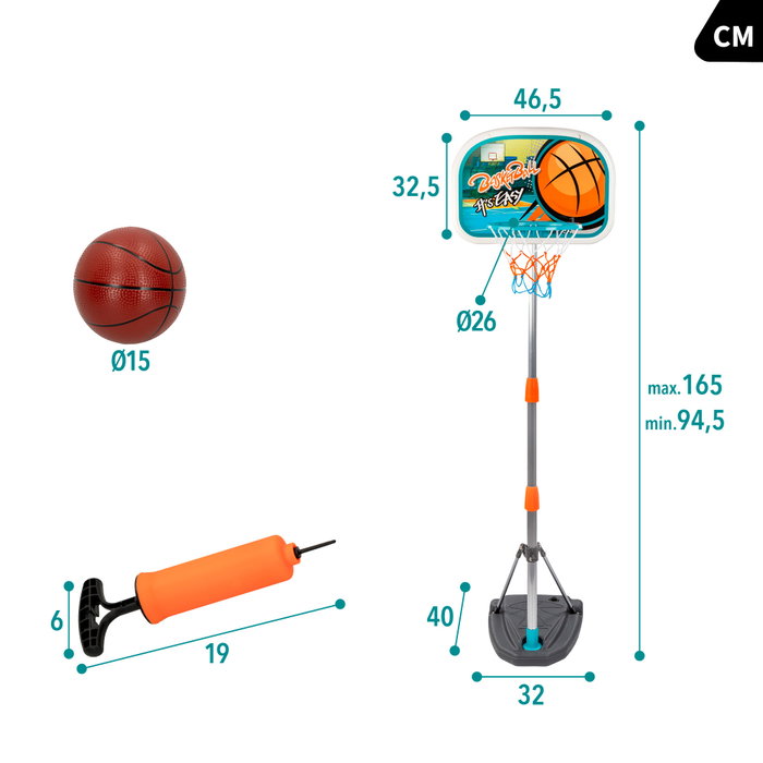 CB Toys Canasta y balón de baloncesto portátil