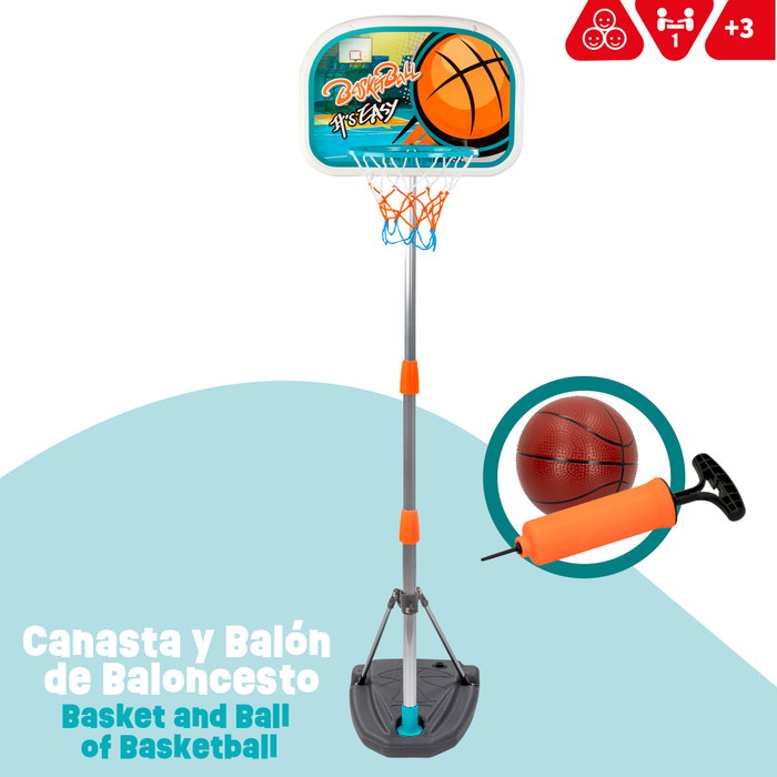 CB Toys Canasta y balón de baloncesto portátil