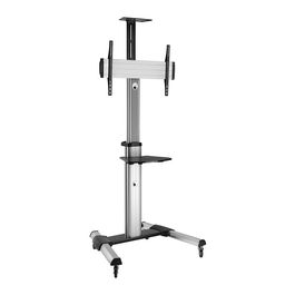 ROLINE 17031260 Soportes para TV con Ruedas, Piso, Plata, Ajuste de Altura e Inclinación, Pantalla 37-70 Pulgadas (94-177.8 cm), Hasta 50 kg, Montaje VESA 200x200 a 600x400 mm