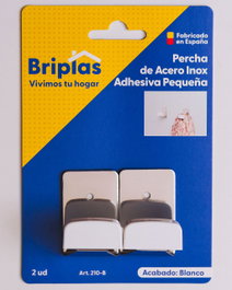 BRIPLAS Colgador Percha Cocina Inox Adhesivo Blanco Pequeño