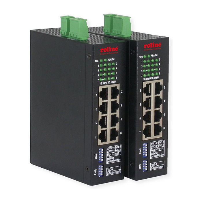 ROLINE 21.13.1134 Switch Industrial Gestionado 8 Puertos Gigabit Ethernet L2 Full Duplex, Montaje en Rail DIN