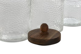 DKD Home Decor Bote Básico Set de 3 Transparente Cristal 11 x 22.4 x 11 cm