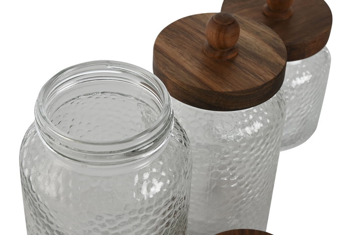 DKD Home Decor Bote Básico Set de 3 Transparente Cristal 11 x 22.4 x 11 cm