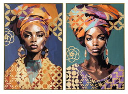 DKD Home Decor Cuadro Lienzo Africana Surtido de 2 Piezas