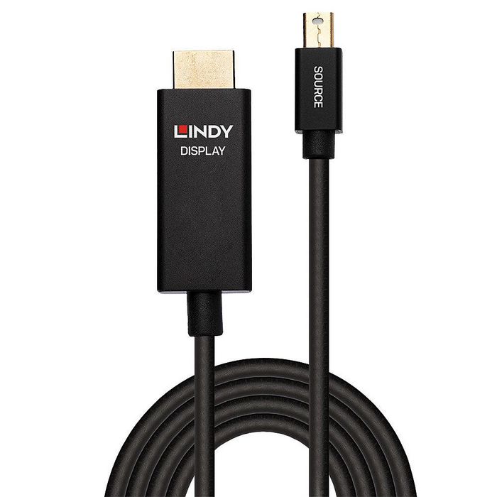 Lindy Cable Activo Mini DisplayPort a HDMI 0.5 m, HDR, 4K@60Hz, para Surface, MacBook, Compatible con Eyefinity