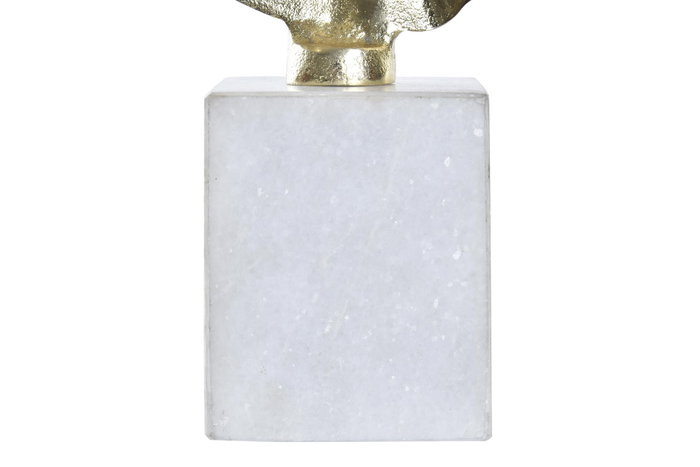 DKD Home Decor Decoración de Aluminio y Mármol con Detalle en Hoja, Dorado y Blanco DKD Home Decor Decoración de Aluminio y Mármol con Detalle en Hoja, Dorado y Blanco