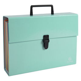 Clasificador Acordeon Exacompta Aquarel Fº 18 Dptos. Maletin Con Asa Y Cierre Plastico Verde (Set de 4)