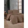 Juego de Cama 220x240 cm 2 Fundas Almohada 60x60 cm 100% Algodón Reforzado Marrón