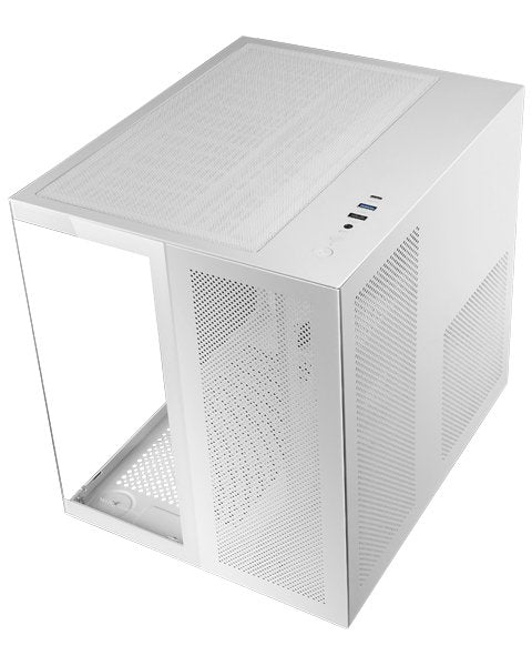 Mars Gaming MC-NOVAMW Caja Gaming Minitorre MicroATX Custom, Doble Cristal Templado Blanco, Refrigeración Líquida, USB-C, 7 Ventiladores, 337 mm VGA, Sin Fuente