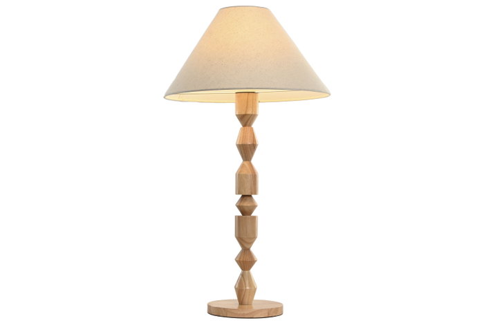 DKD Home Decor Lámpara de Sobremesa Hevea / Rubberwood Geométrica