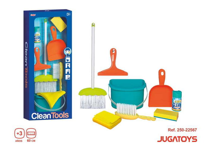 Conjunto de limpieza con escoba 60cm, recogedor y accesorios