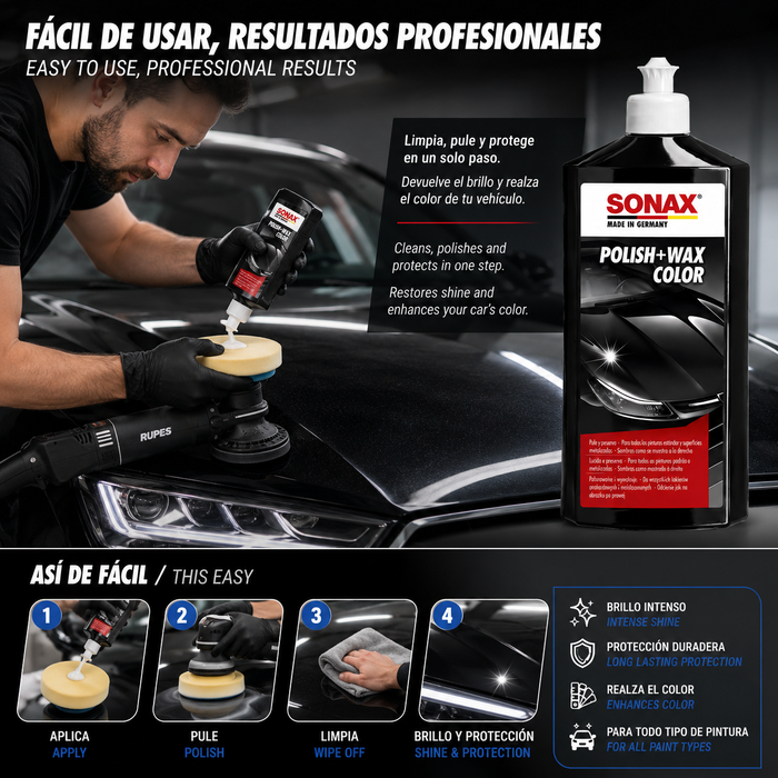 Sonax Abrillantador + Cera Negro 500ml