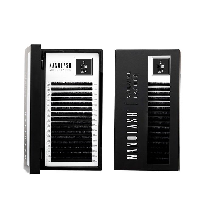 Nanolash Pestañas Postizas Volume Lashes 0.10 C #6-13 mm Seda Rizo C para Volumen y Clásicas
