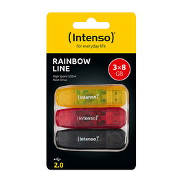 Intenso Rainbow Line Memoria USB 8GB, USB 2.0, Multicolor, Multipack x3