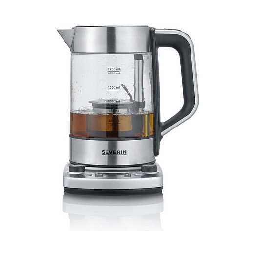 Severin Tetera Eléctrica WK 3422 Professional de Acero Inoxidable y Vidrio, 1.7 Litros, 3000W, 12 Temperaturas, Función Mantener Caliente, Apagado Automático
