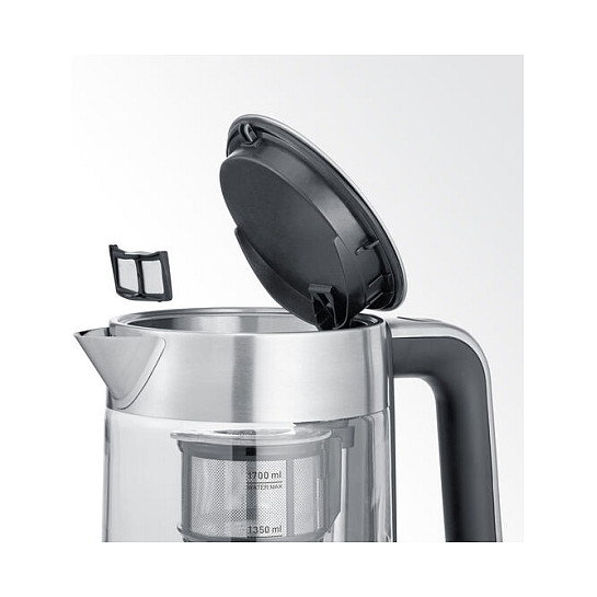 Severin Tetera Eléctrica WK 3422 Professional de Acero Inoxidable y Vidrio, 1.7 Litros, 3000W, 12 Temperaturas, Función Mantener Caliente, Apagado Automático