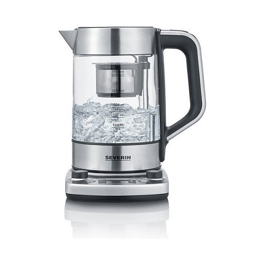 Severin Tetera Eléctrica WK 3422 Professional de Acero Inoxidable y Vidrio, 1.7 Litros, 3000W, 12 Temperaturas, Función Mantener Caliente, Apagado Automático