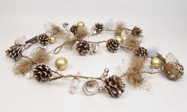 DKD Home Decor Guirnalda de Piñas Naturales Dorado