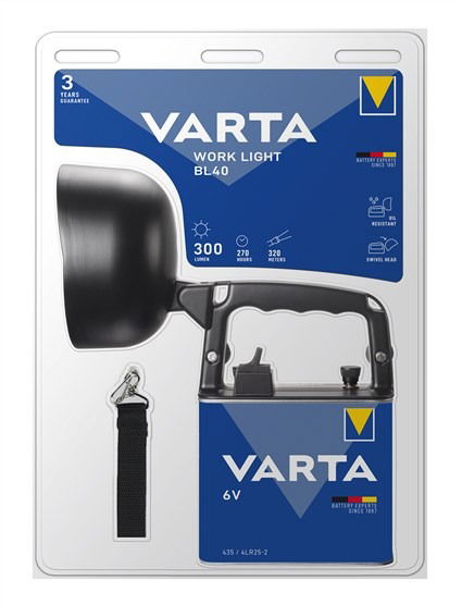 Varta 18660101421 LINTERNA DE TRABAJO WORK LIGHT BL40 435 Profesional Resistente Agua y Polvo