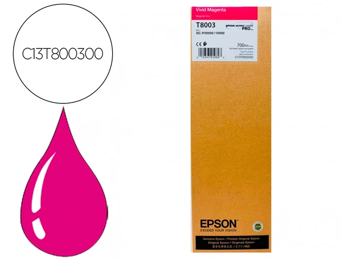Epson Cartucho de Tinta UltraChrome Pro Vivid Magenta 700ml T800300 Epson Cartucho de Tinta UltraChrome Pro Vivid Magenta 700ml T800300
