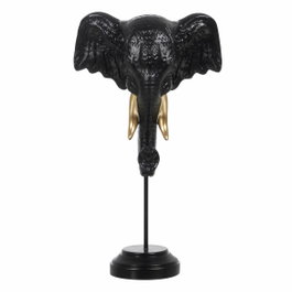 Ixia Figura de Elefante Negro-Oro en Poliresina