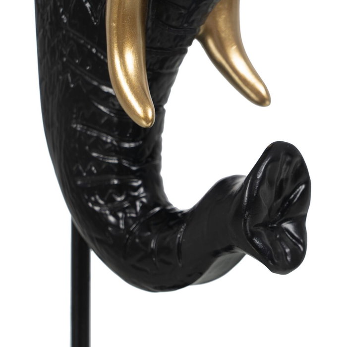 Ixia Figura de Elefante Negro-Oro en Poliresina