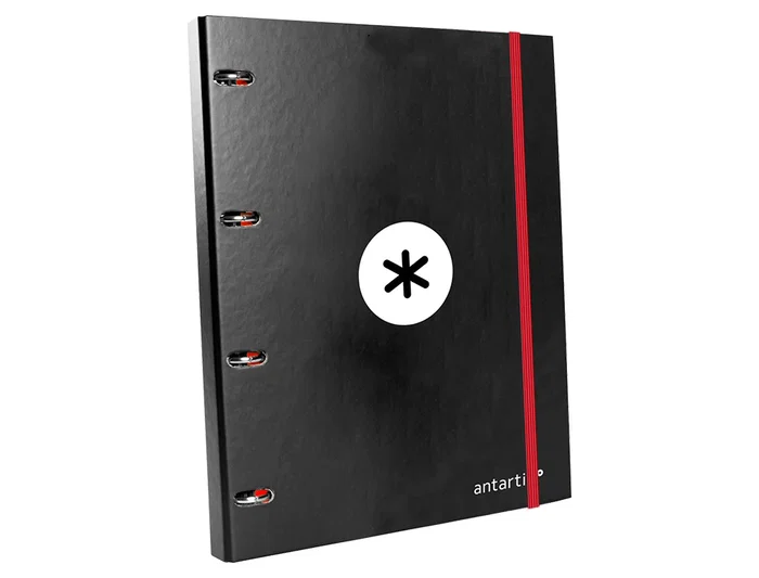 Antartik Carpeta con recambio a4 cuadro 5mm forrada 4 anillas 25mm redondas color negro 100 hojas 100 g/m² Antartik Carpeta con recambio a4 cuadro 5mm forrada 4 anillas 25mm redondas color negro 100 hojas 100 g/m²