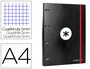 Antartik Carpeta con recambio a4 cuadro 5mm forrada 4 anillas 25mm redondas color negro 100 hojas 100 g/m²